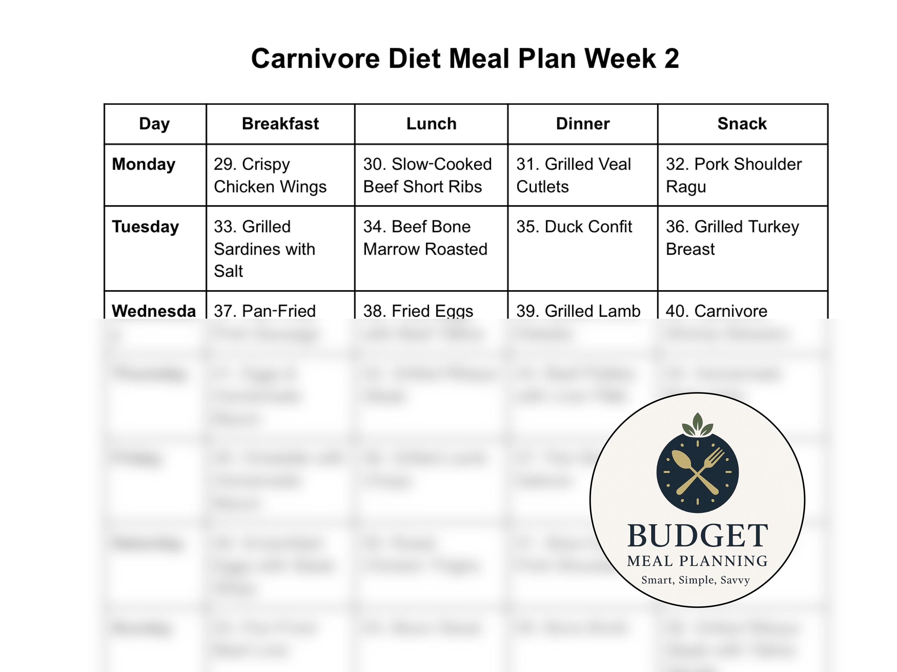 Carnivore Diet Meal Plan, 3-Month Low Carb Recipes, Easy Weekly Shopping Lists