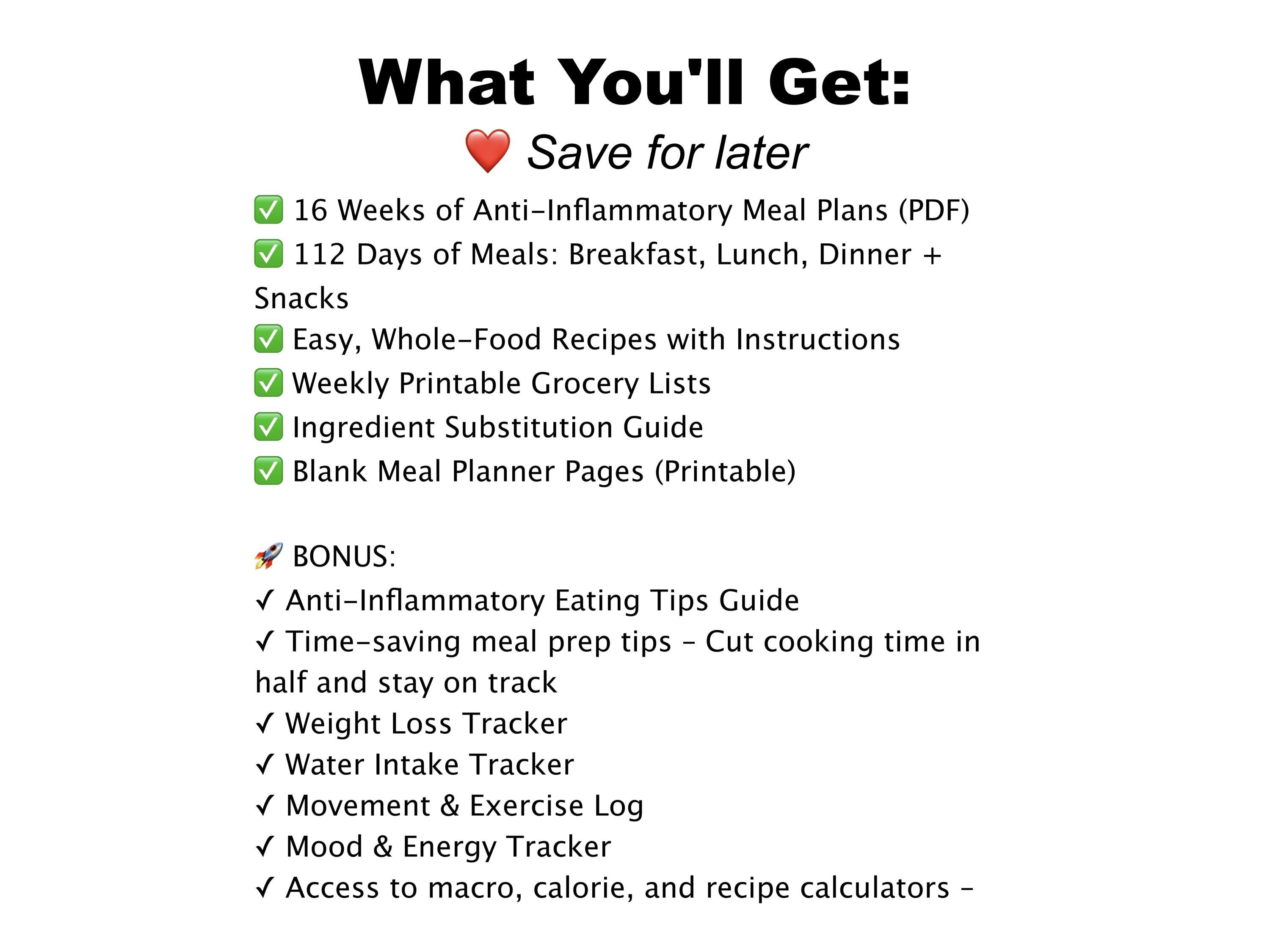 Anti-Inflammatory Diet Recipes Meal Plan PDF Bundle: 4-Month System — Breakfast, Lunch, Dinner, Snacks Recipes