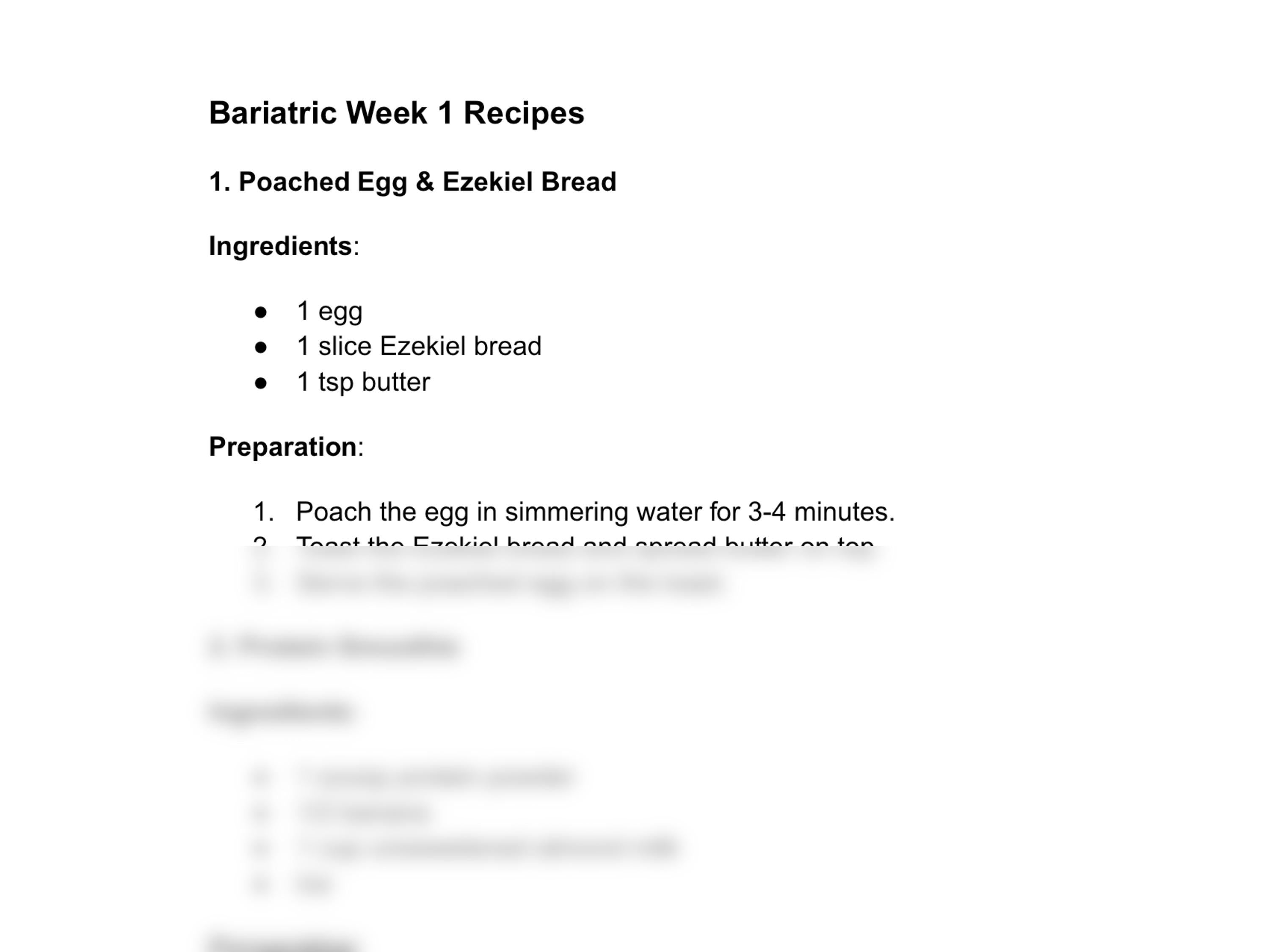 Bariatric Meal Plan Printable PDF, Gastric Bypass Diet Meal Ideas with Recipes + Weekly Shopping Lists