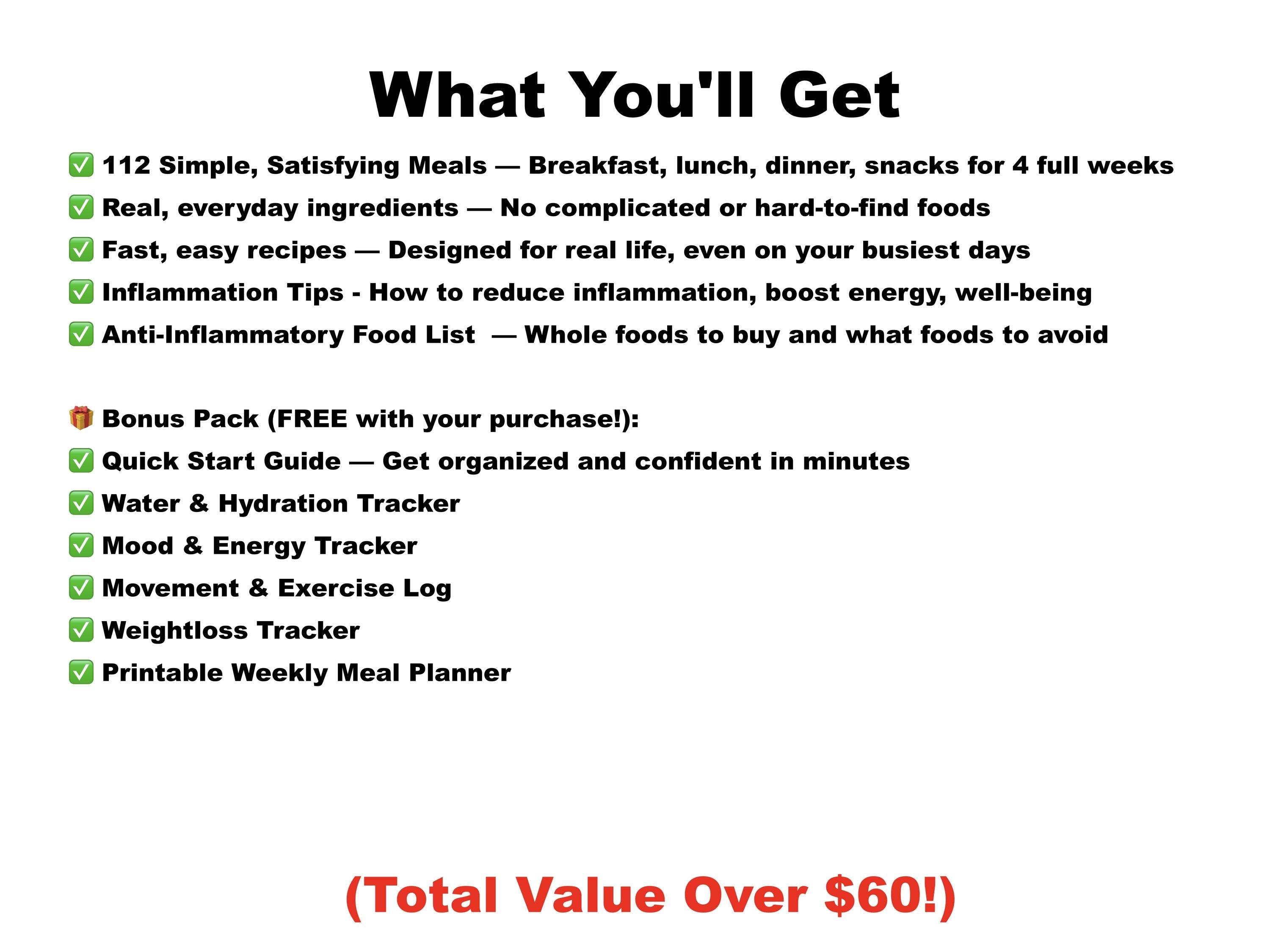 Anti-Inflammatory Diet Meal Plan PDF | 28-Day Healthy Recipes, Breakfast, Lunch, Dinner & Snacks