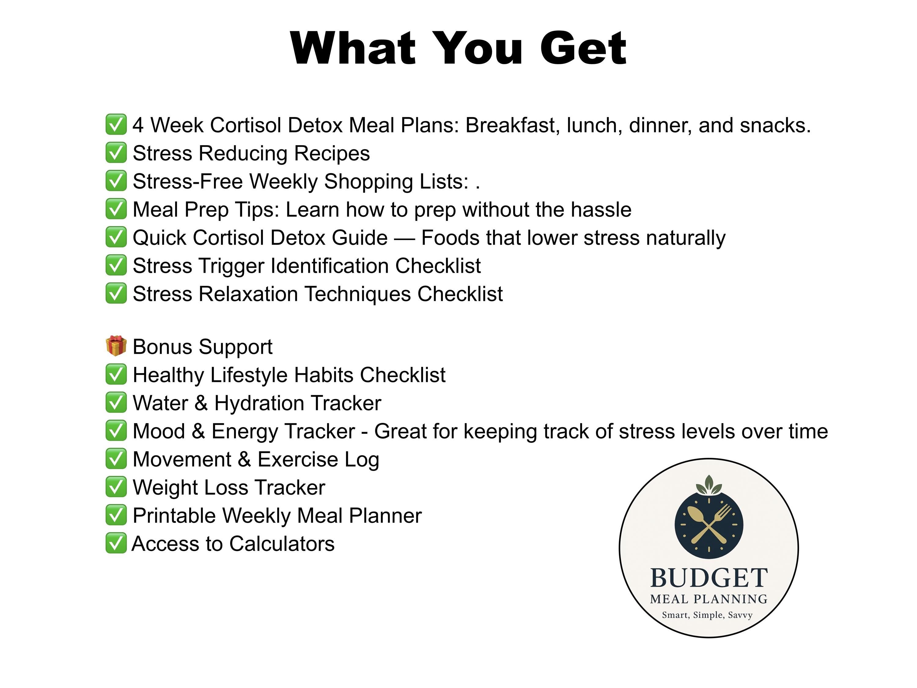 Cortisol Detox Diet Meal Plan PDF with Regulation Recipes, 7-Day Printable Stress Reduction